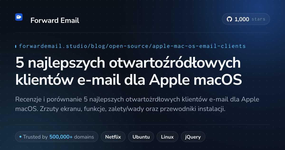 5 najlepszych otwartoźródłowych klientów e-mail dla Apple macOS 2026