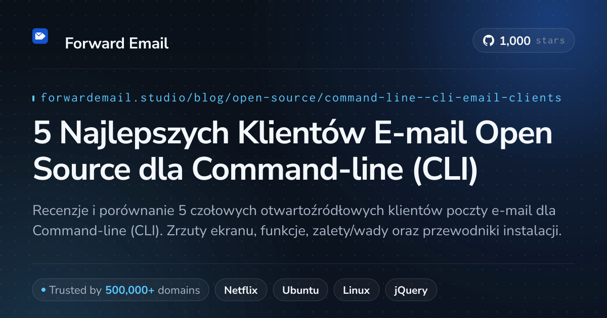 5 Najlepszych Klientów E-mail Open Source dla Command-line (CLI) 2026