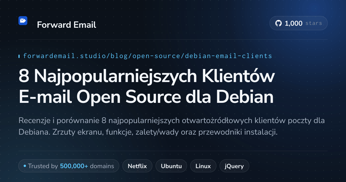 8 Najpopularniejszych Klientów E-mail Open Source dla Debian 2026