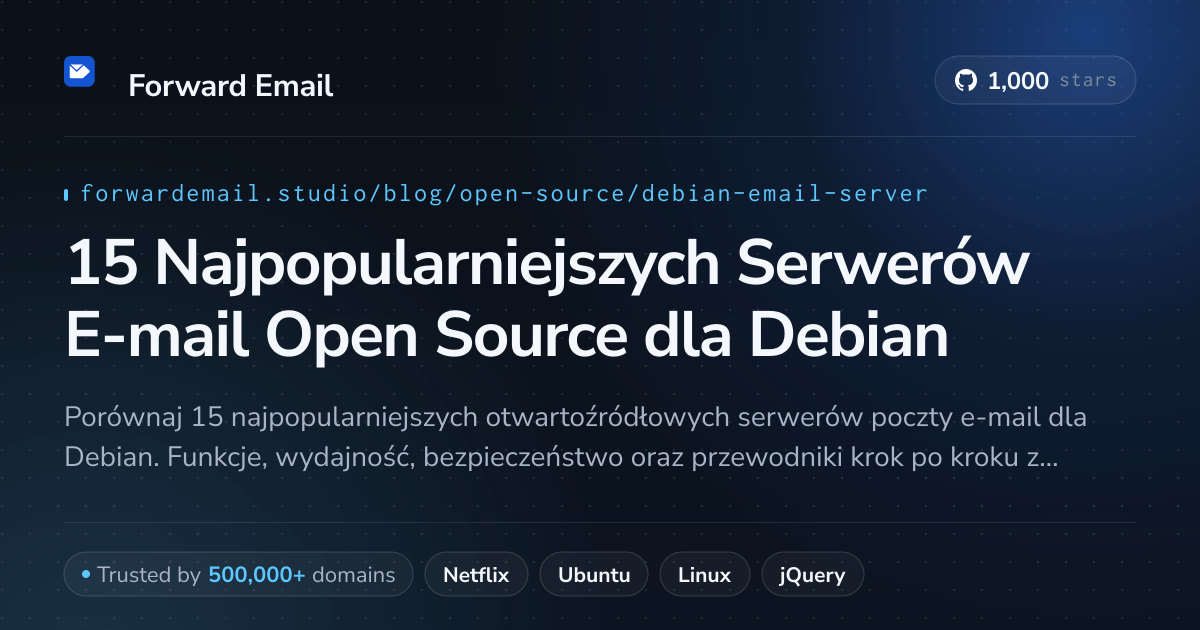 15 Najpopularniejszych Serwerów E-mail Open Source dla Debian 2026