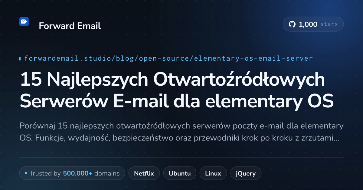 15 Najlepszych Otwartoźródłowych Serwerów E-mail dla elementary OS 2026