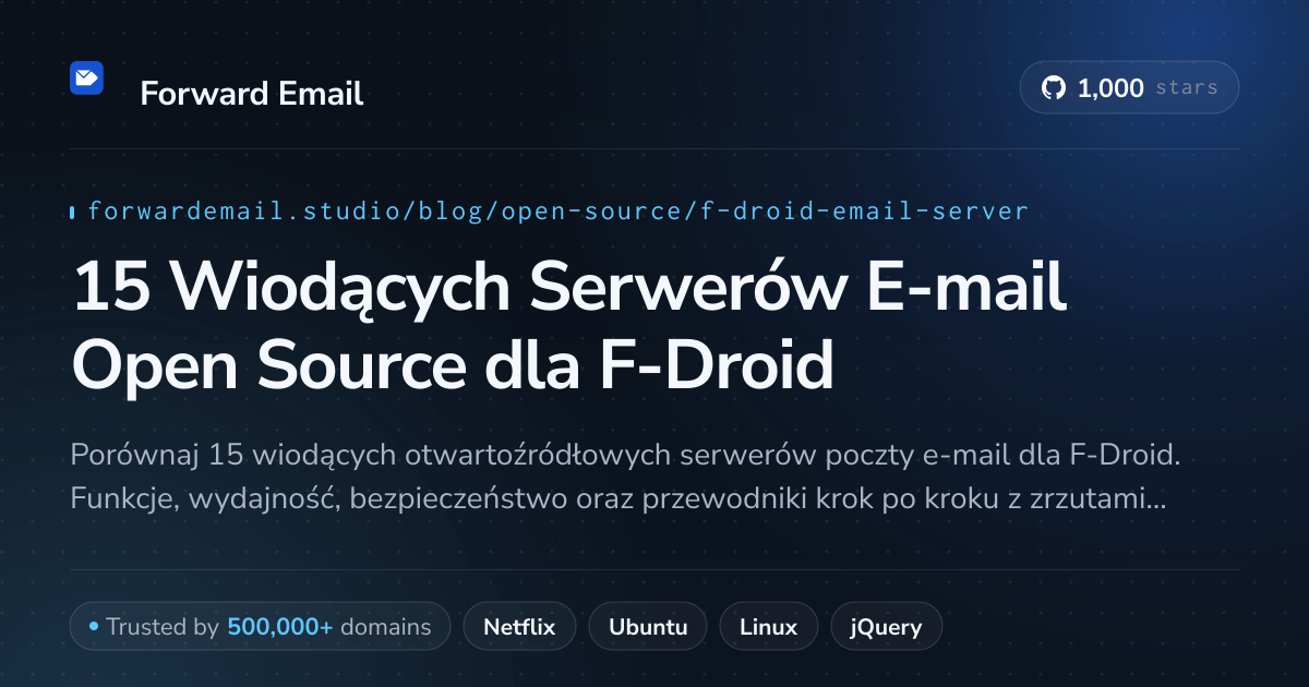 15 Wiodących Serwerów E-mail Open Source dla F-Droid 2026