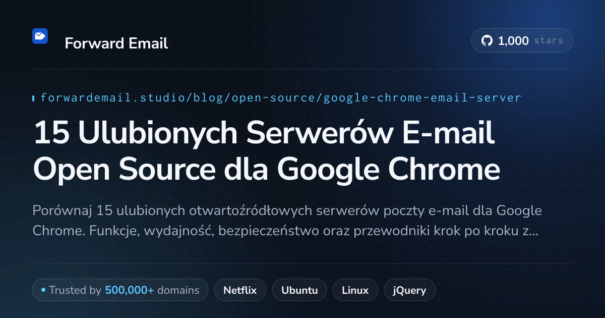 15 Ulubionych Serwerów E-mail Open Source dla Google Chrome 2026