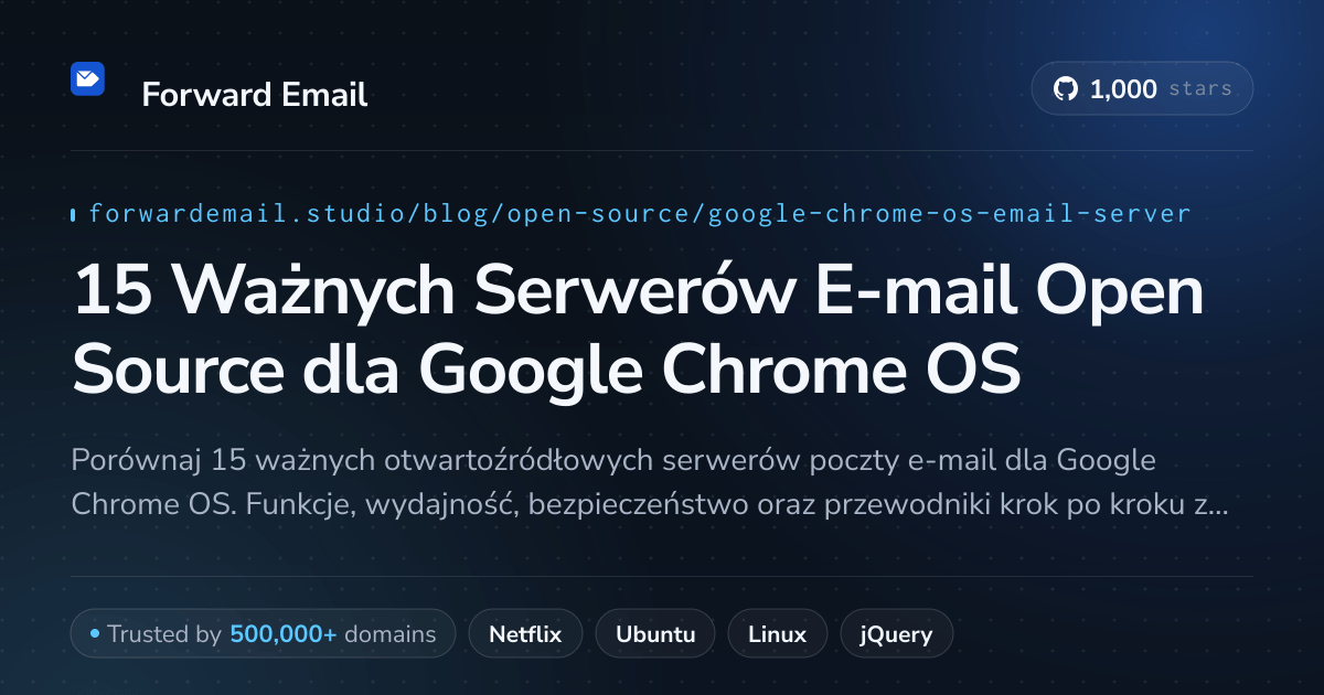 15 Ważnych Serwerów E-mail Open Source dla Google Chrome OS 2026
