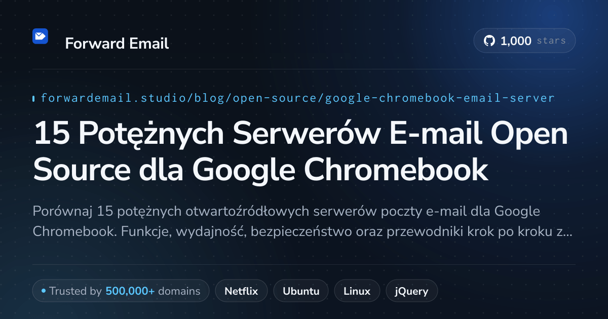 15 Potężnych Serwerów E-mail Open Source dla Google Chromebook 2026
