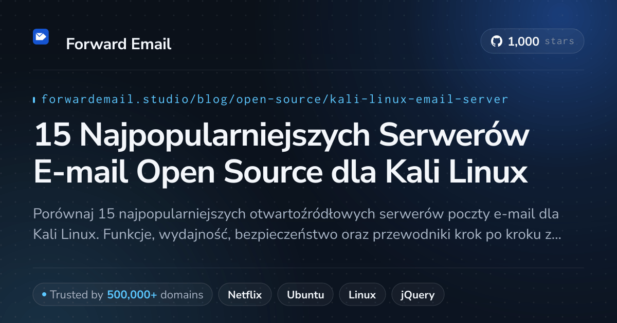 15 Najpopularniejszych Serwerów E-mail Open Source dla Kali Linux 2026