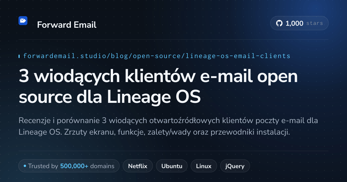 3 wiodących klientów e-mail open source dla Lineage OS 2026