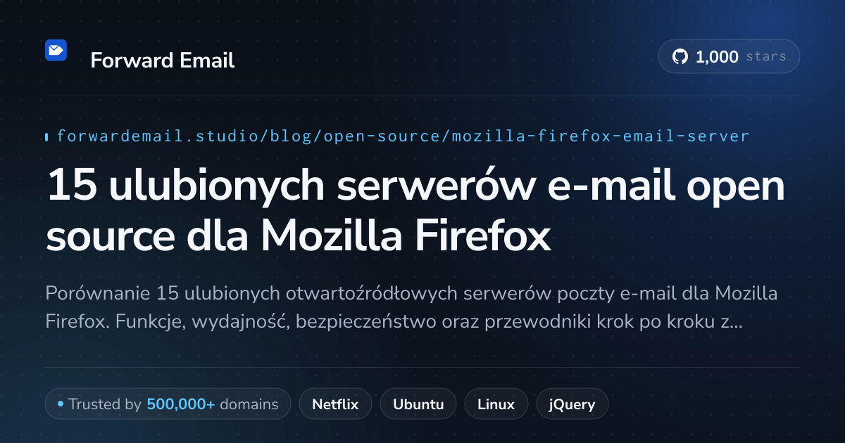 15 ulubionych serwerów e-mail open source dla Mozilla Firefox 2026
