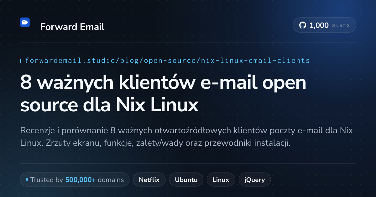 8 ważnych klientów e-mail open source dla Nix Linux 2026