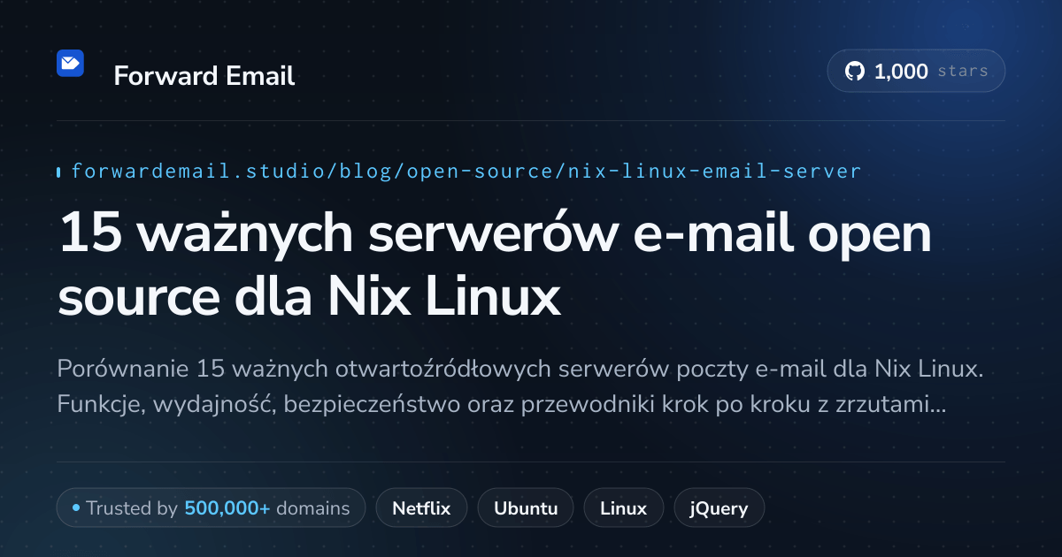 15 ważnych serwerów e-mail open source dla Nix Linux 2026