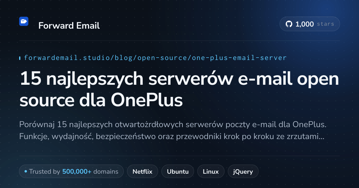 15 najlepszych serwerów e-mail open source dla OnePlus 2026