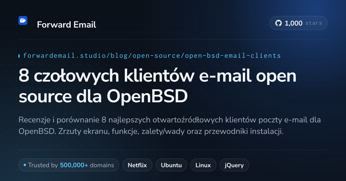 8 czołowych klientów e-mail open source dla OpenBSD 2026
