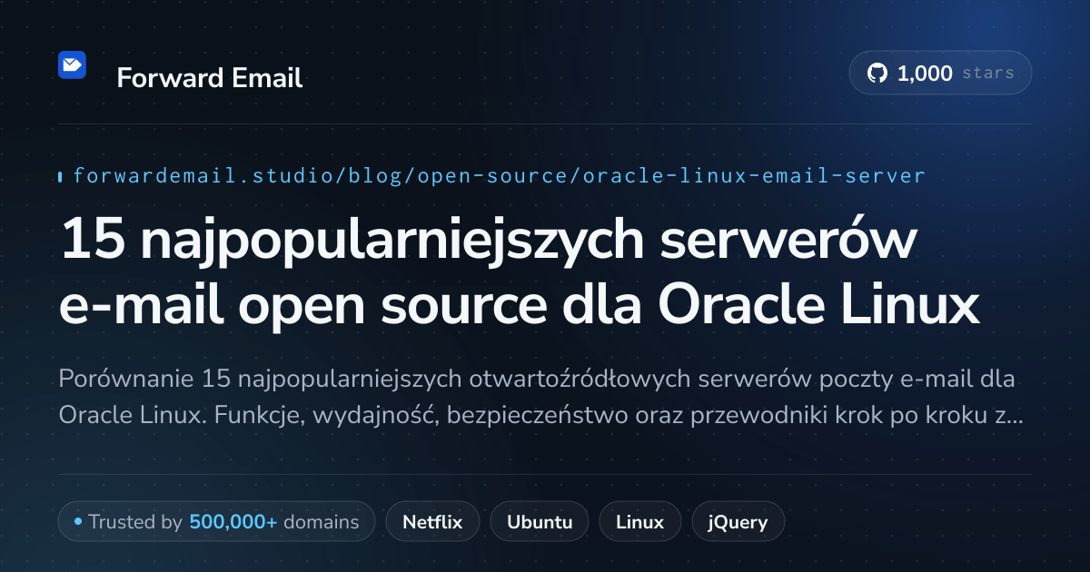 15 najpopularniejszych serwerów e-mail open source dla Oracle Linux 2026