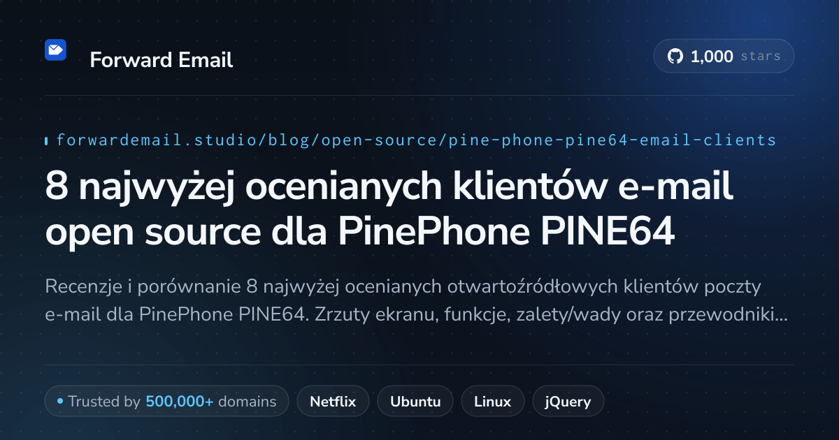 8 najwyżej ocenianych klientów e-mail open source dla PinePhone PINE64 2026