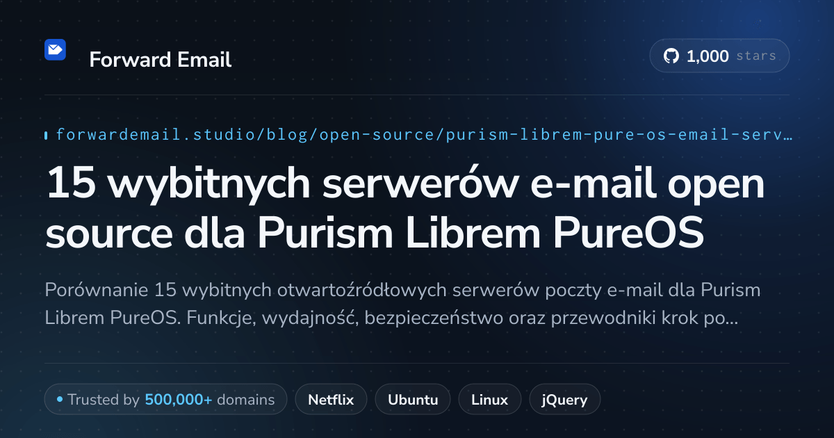 15 wybitnych serwerów e-mail open source dla Purism Librem PureOS 2026