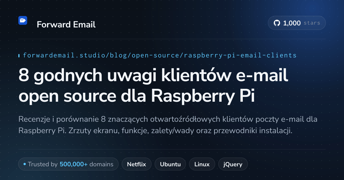 8 godnych uwagi klientów e-mail open source dla Raspberry Pi 2026