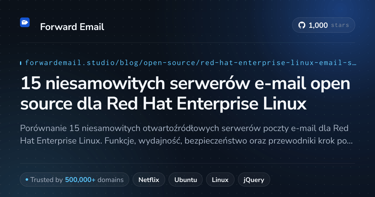 15 niesamowitych serwerów e-mail open source dla Red Hat Enterprise Linux 2026