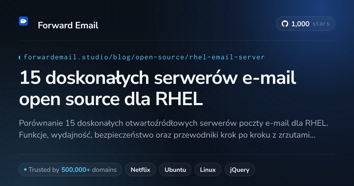 15 doskonałych serwerów e-mail open source dla RHEL 2026