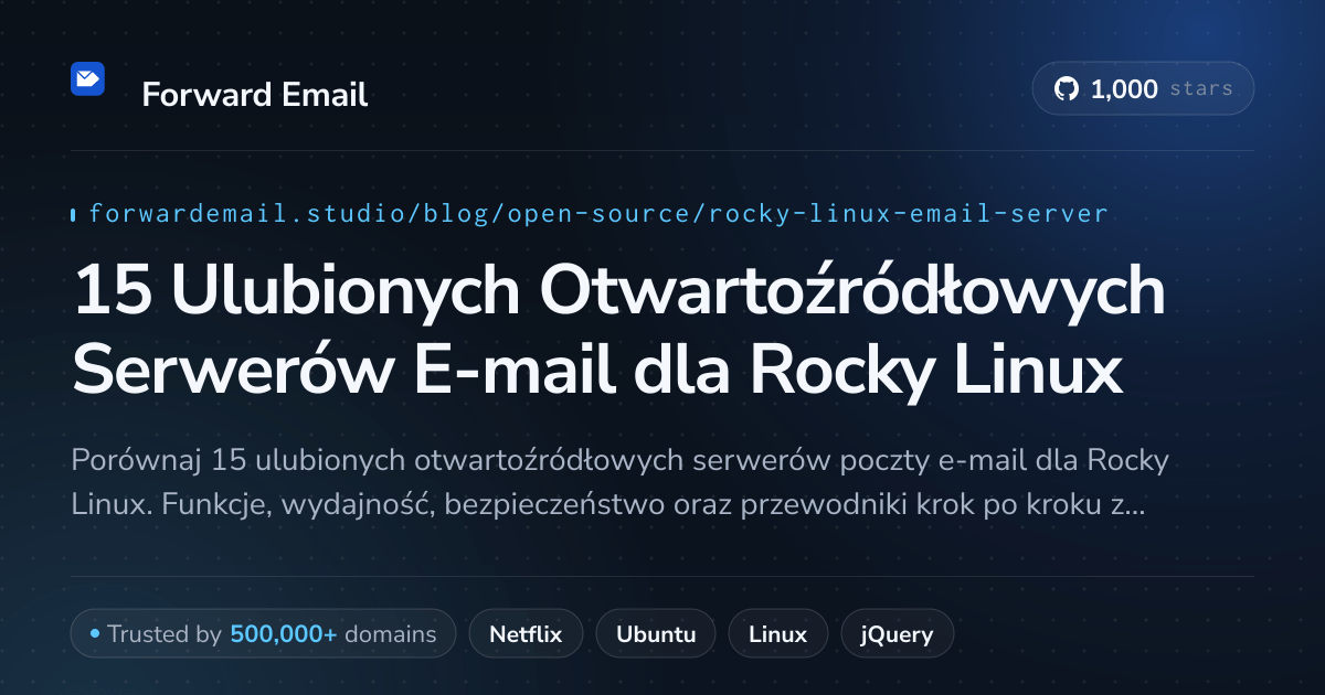 15 Ulubionych Otwartoźródłowych Serwerów E-mail dla Rocky Linux 2026