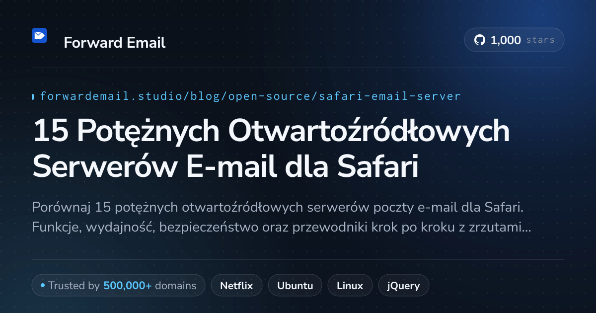 15 Potężnych Otwartoźródłowych Serwerów E-mail dla Safari 2026
