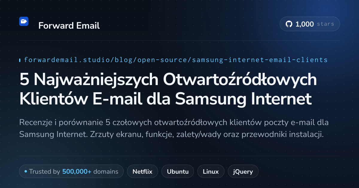 5 Najważniejszych Otwartoźródłowych Klientów E-mail dla Samsung Internet 2026