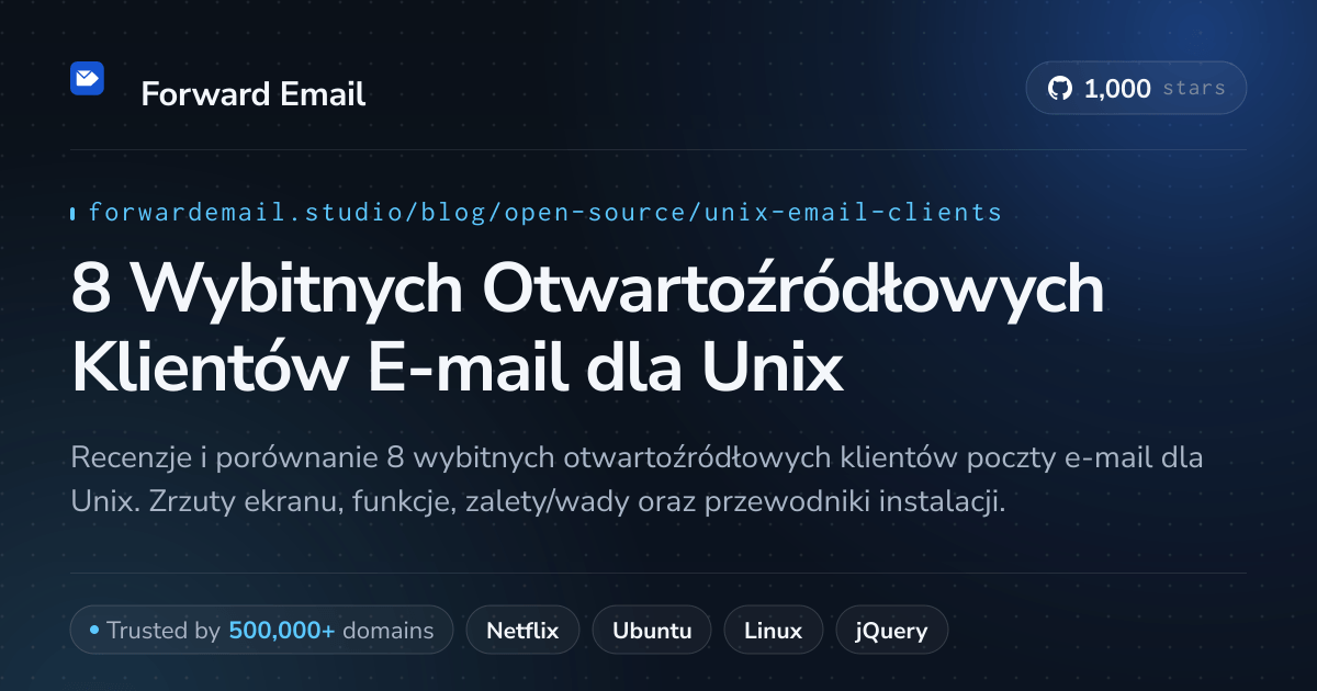 8 Wybitnych Otwartoźródłowych Klientów E-mail dla Unix 2026