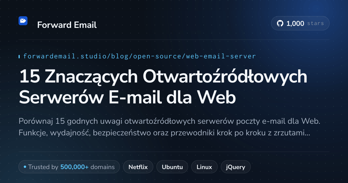 15 Znaczących Otwartoźródłowych Serwerów E-mail dla Web 2026