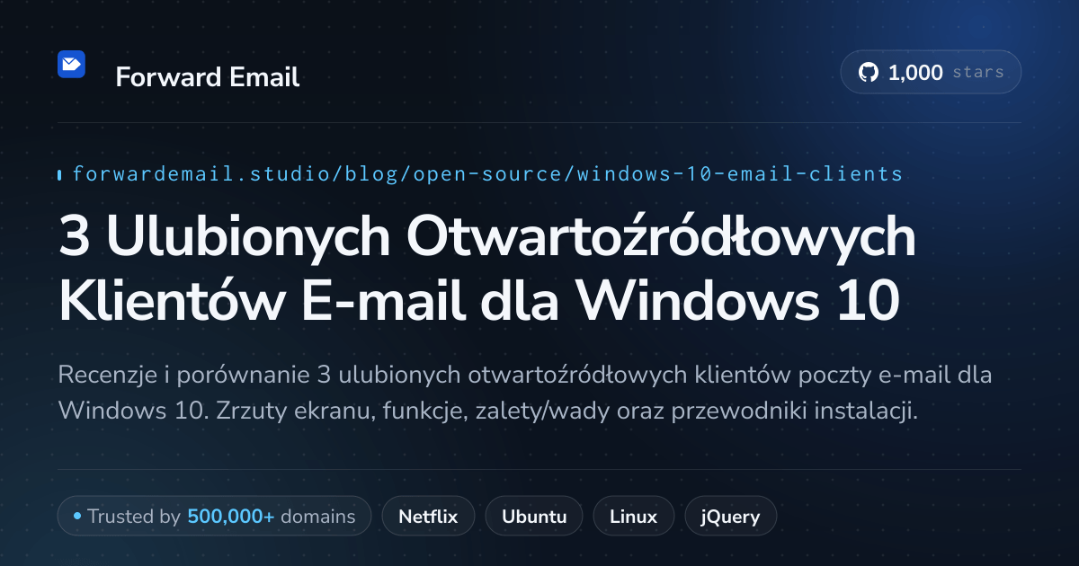 3 Ulubionych Otwartoźródłowych Klientów E-mail dla Windows 10 2026
