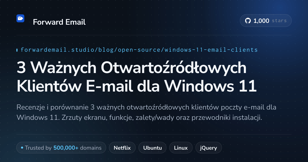 3 Ważnych Otwartoźródłowych Klientów E-mail dla Windows 11 2026