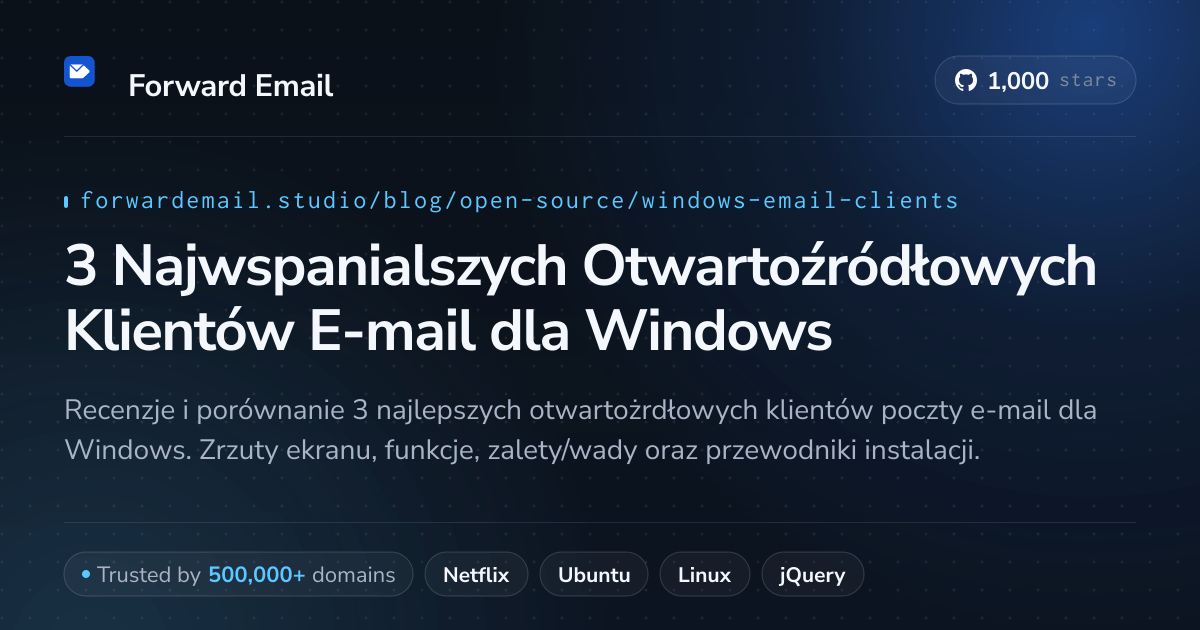 3 Najwspanialszych Otwartoźródłowych Klientów E-mail dla Windows 2026
