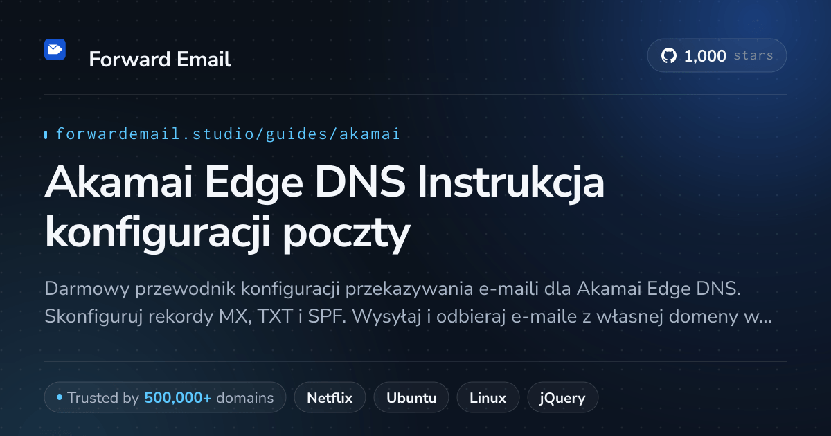 Jak skonfigurować pocztę e-mail za pomocą Akamai Edge DNS