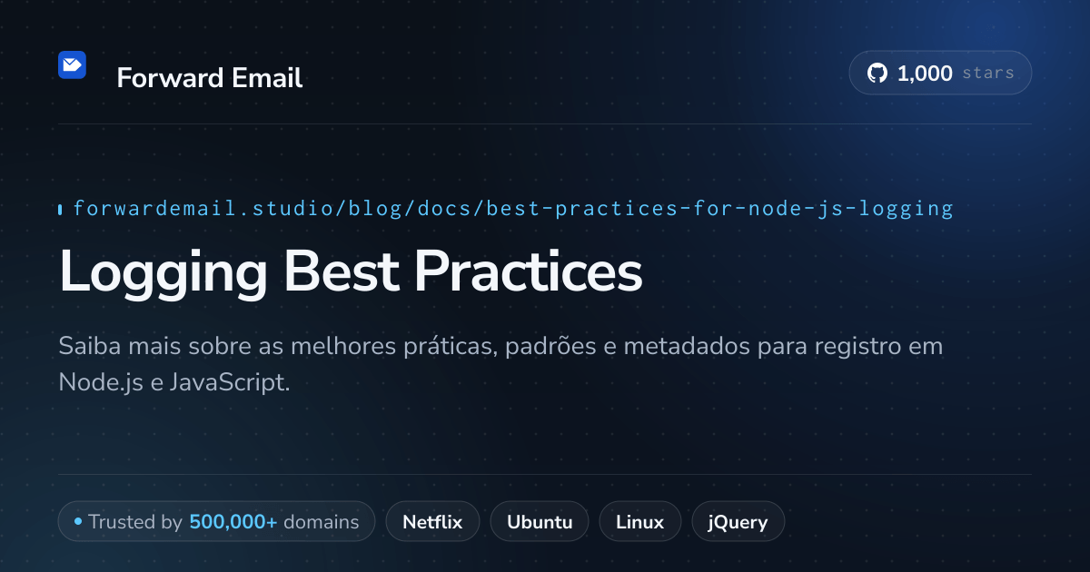 Melhores práticas para registro em Node.js