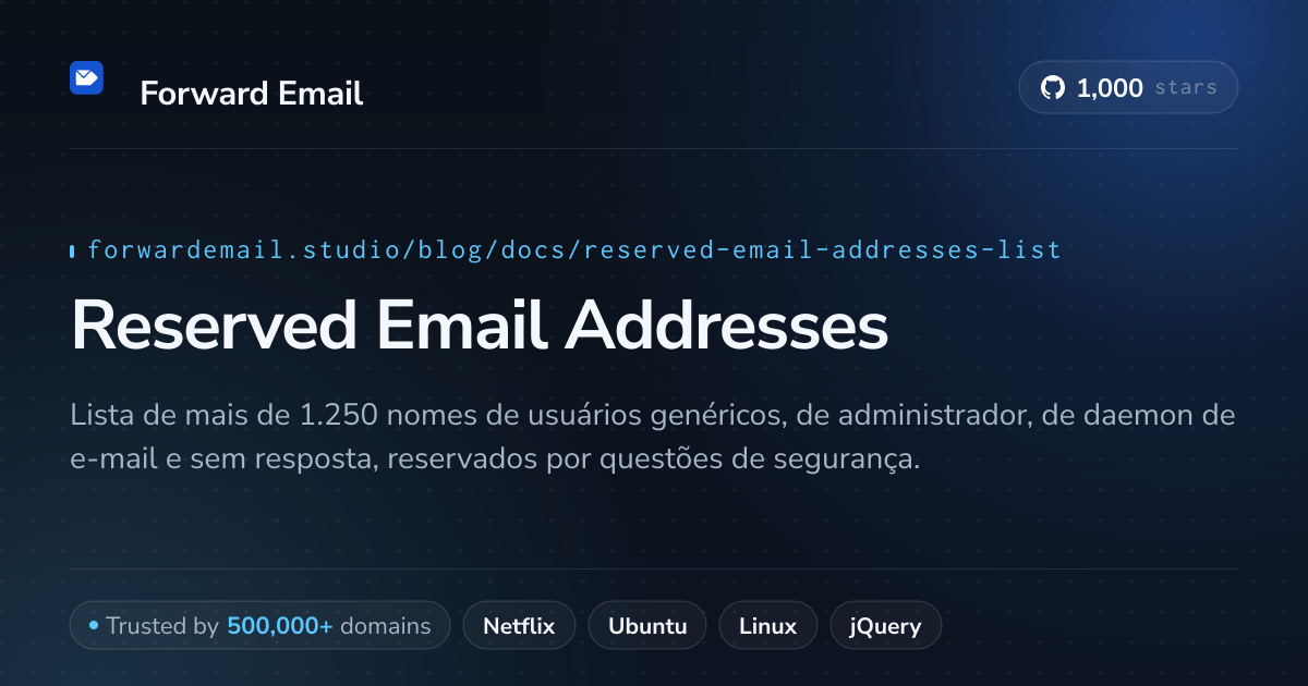 Endereços de e-mail reservados
