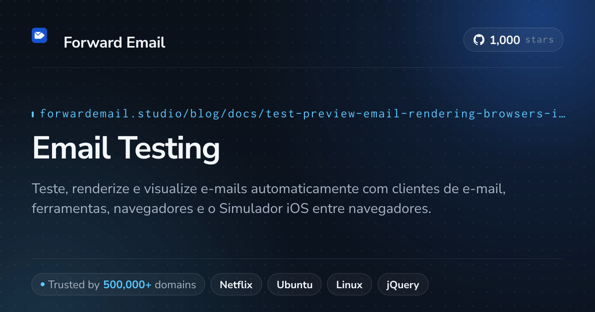 Teste de e-mail para navegadores e simulador iOS