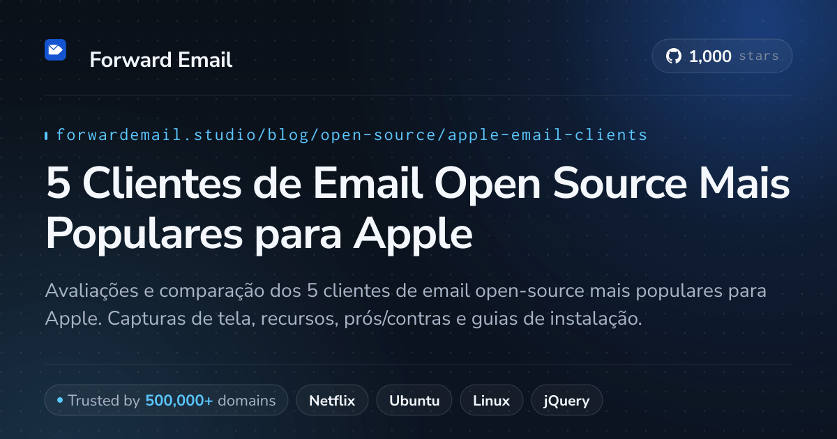 5 Clientes de Email Open Source Mais Populares para Apple 2026