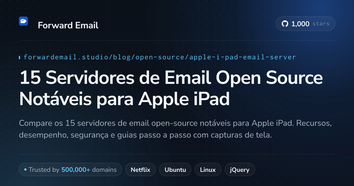 15 Servidores de Email Open Source Notáveis para Apple iPad 2026