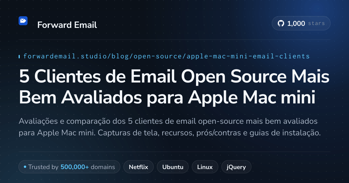5 Clientes de Email Open Source Mais Bem Avaliados para Apple Mac mini 2026