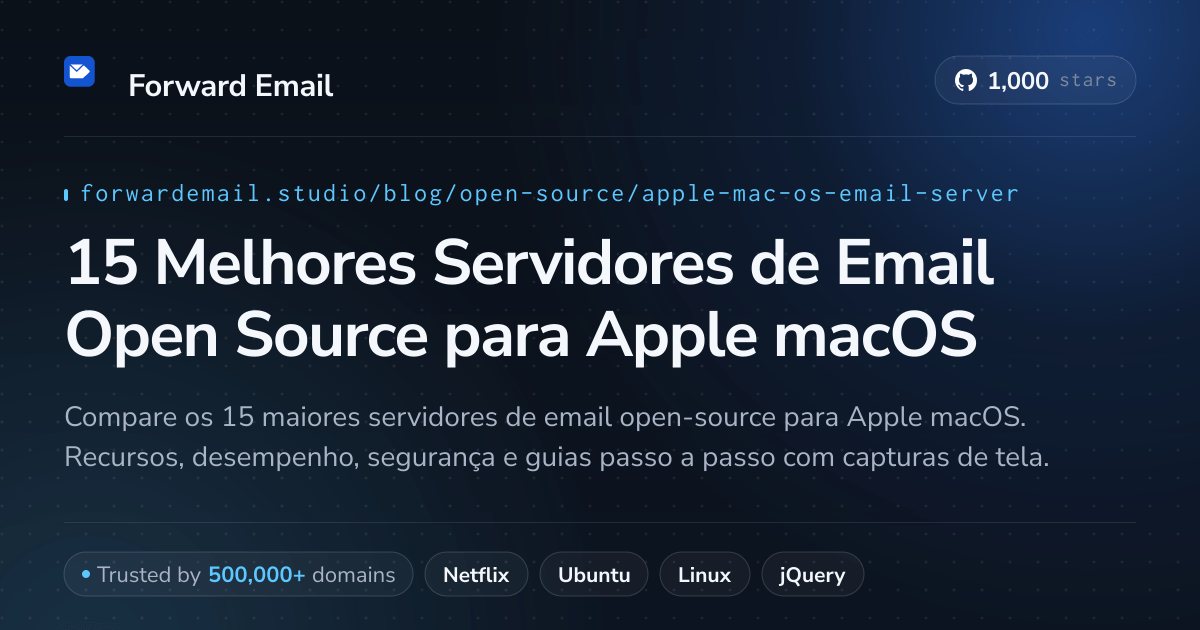 15 Melhores Servidores de Email Open Source para Apple macOS 2026
