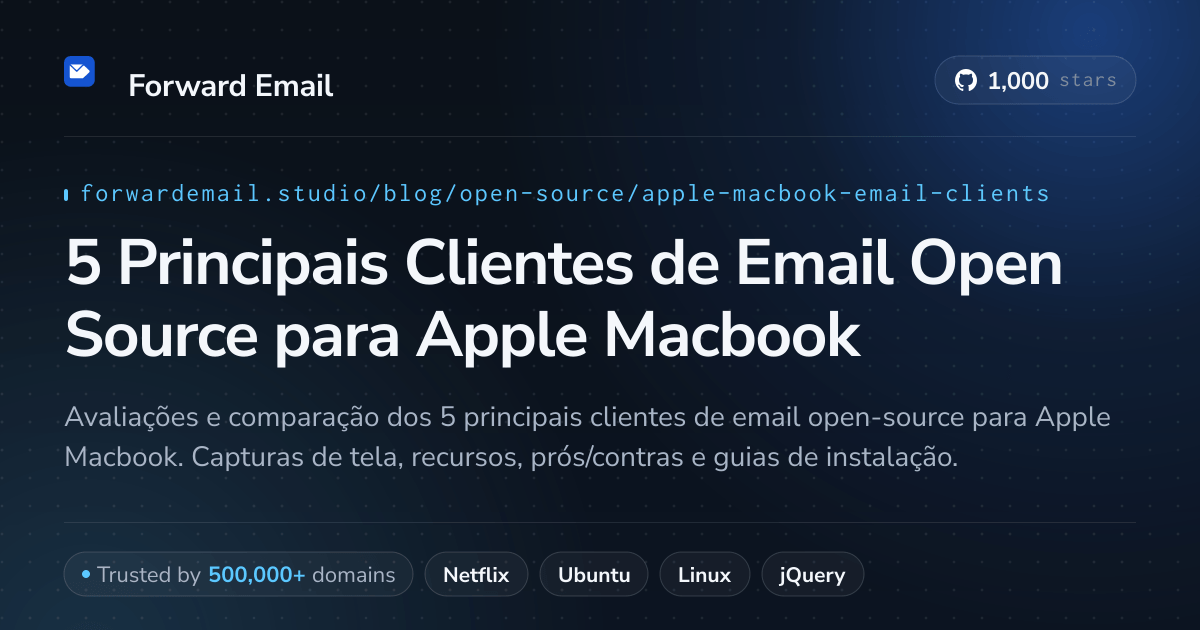 5 Principais Clientes de Email Open Source para Apple Macbook 2026