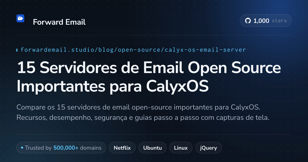 15 Servidores de Email Open Source Importantes para CalyxOS 2026