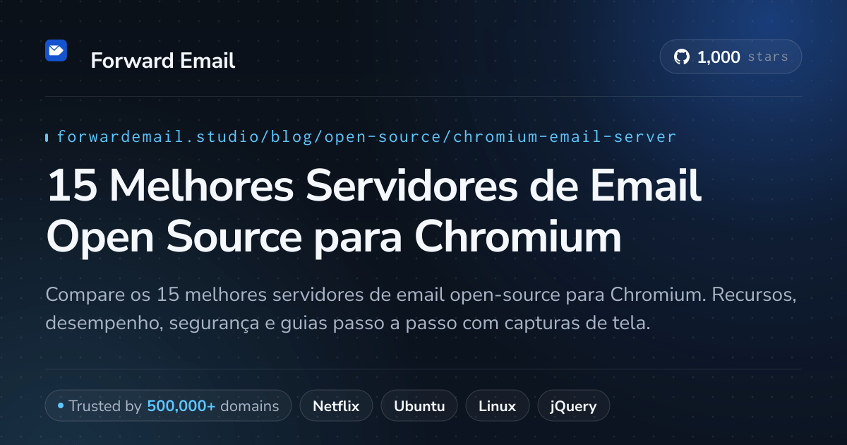 15 Melhores Servidores de Email Open Source para Chromium 2026
