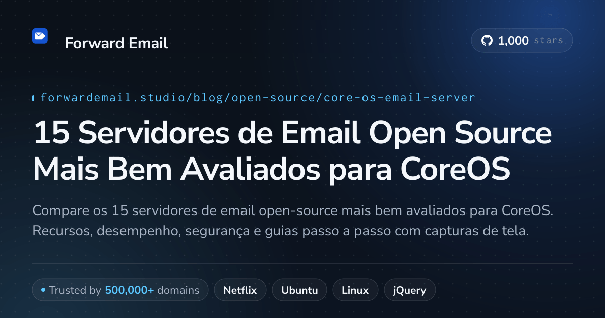15 Servidores de Email Open Source Mais Bem Avaliados para CoreOS 2026
