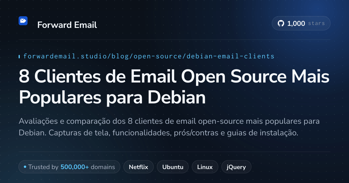 8 Clientes de Email Open Source Mais Populares para Debian 2026