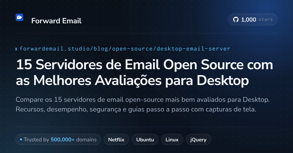 15 Servidores de Email Open Source com as Melhores Avaliações para Desktop 2026