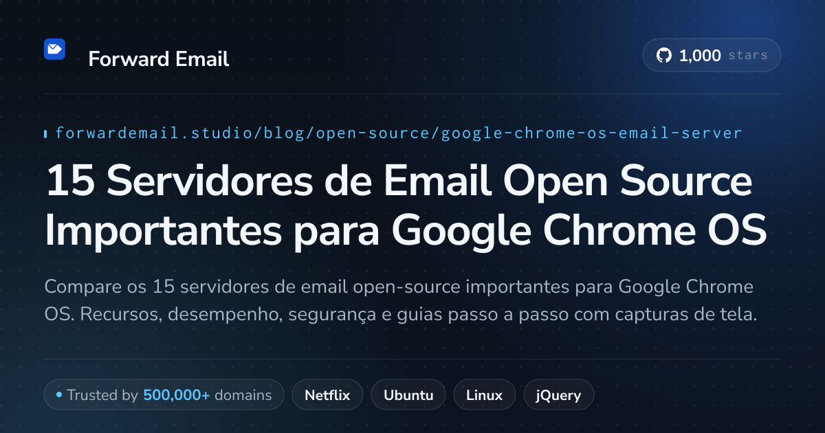 15 Servidores de Email Open Source Importantes para Google Chrome OS 2026