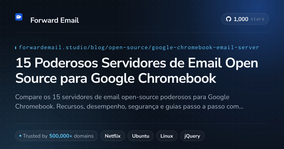 15 Poderosos Servidores de Email Open Source para Google Chromebook 2026