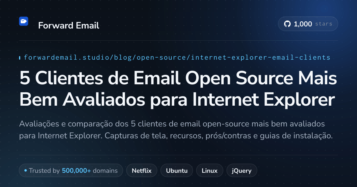 5 Clientes de Email Open Source Mais Bem Avaliados para Internet Explorer 2026