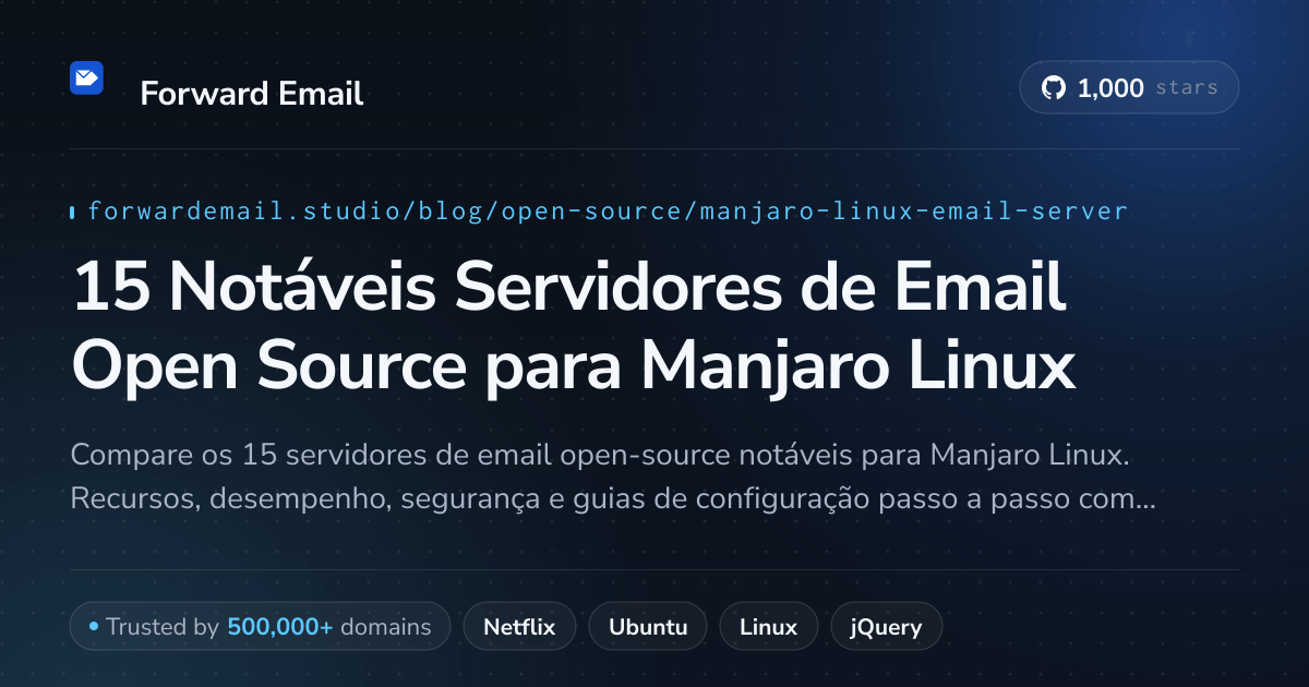 15 Notáveis Servidores de Email Open Source para Manjaro Linux 2026