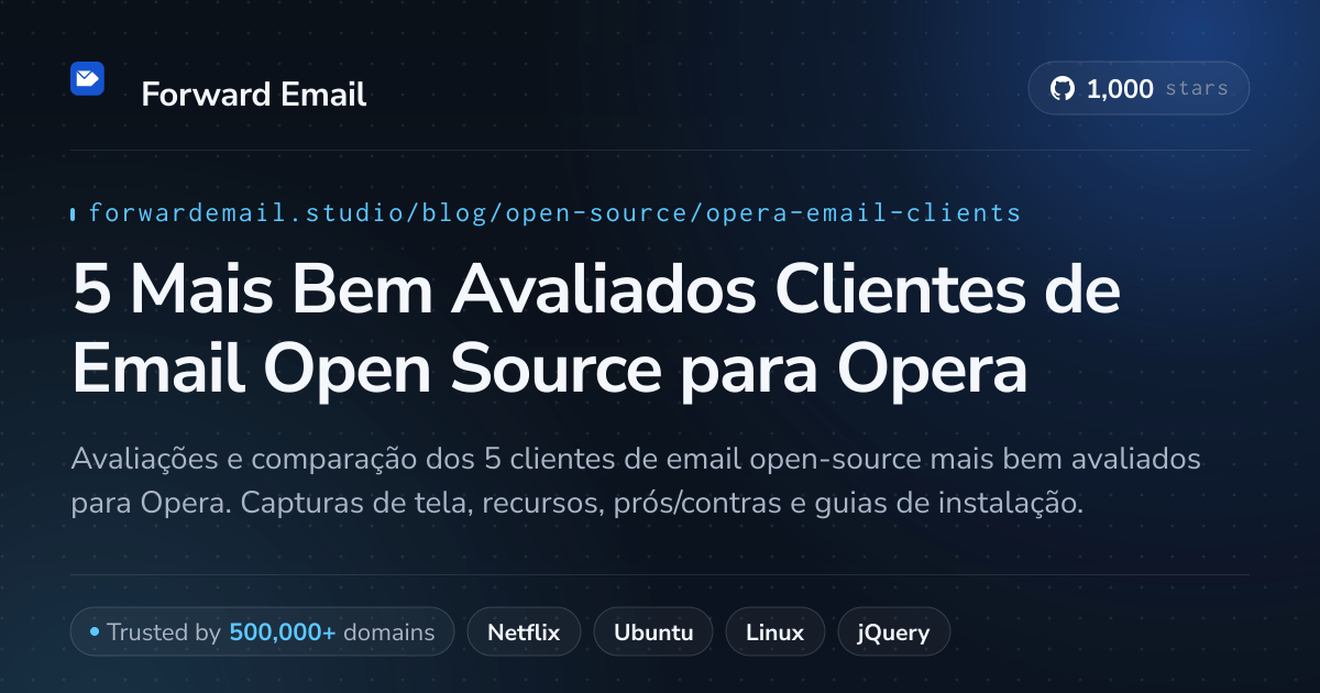 5 Mais Bem Avaliados Clientes de Email Open Source para Opera 2026