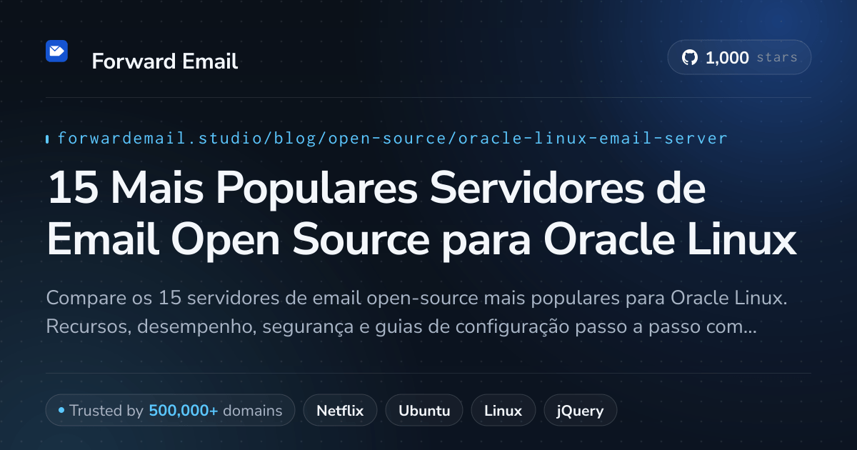 15 Mais Populares Servidores de Email Open Source para Oracle Linux 2026
